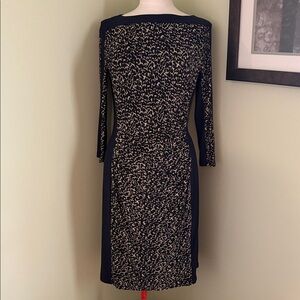 Lauren Ralph Lauren Navy and White Printed Long Sleeve Dress